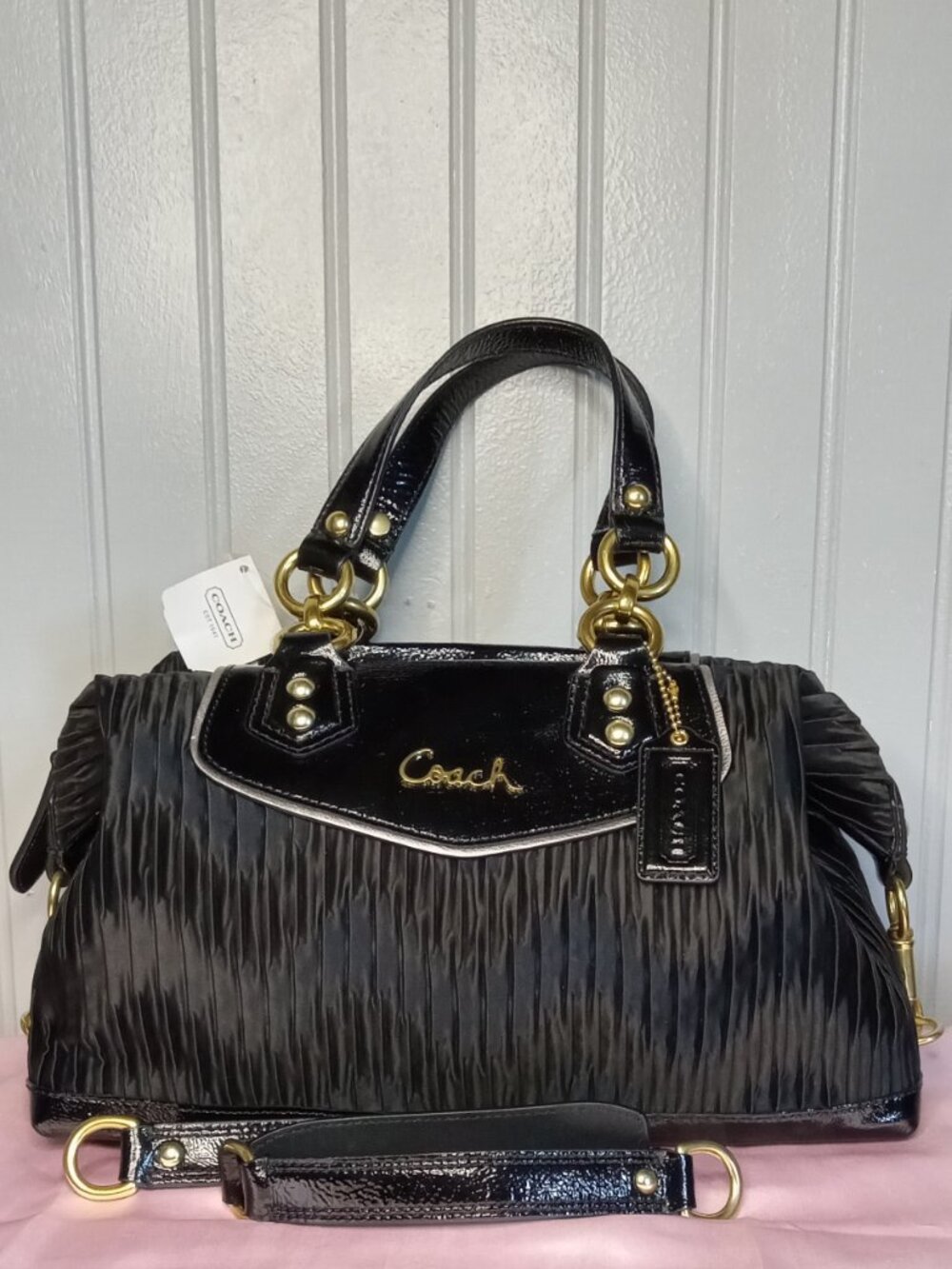 Coach Ashley Gathered Satin Carryall